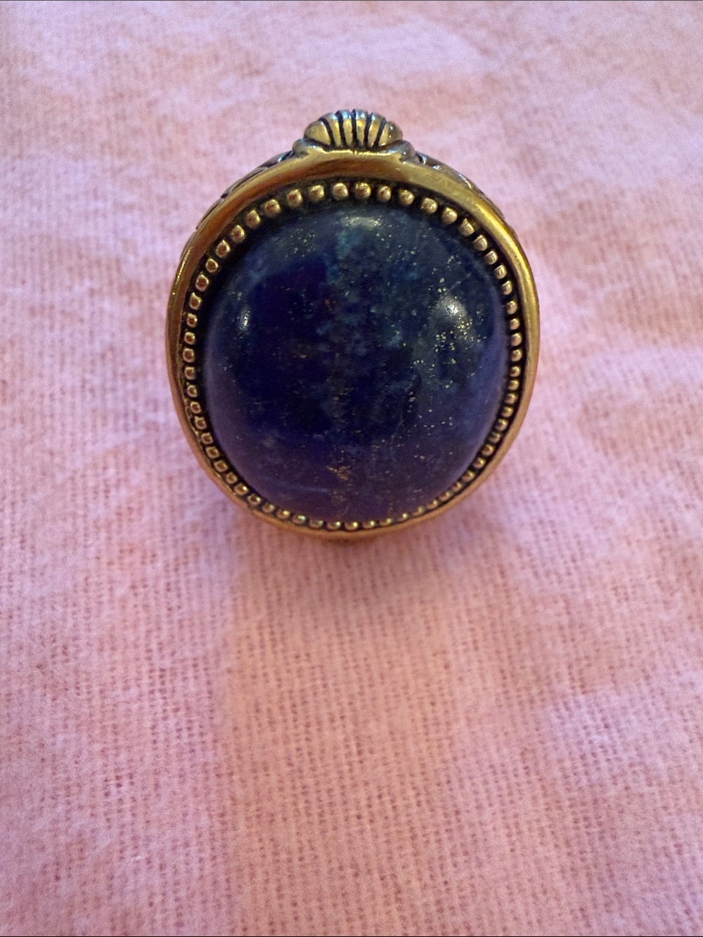 Studio Barse Oval Lapis-Style Ring in Deep Blue with Gold-Tone Bezel